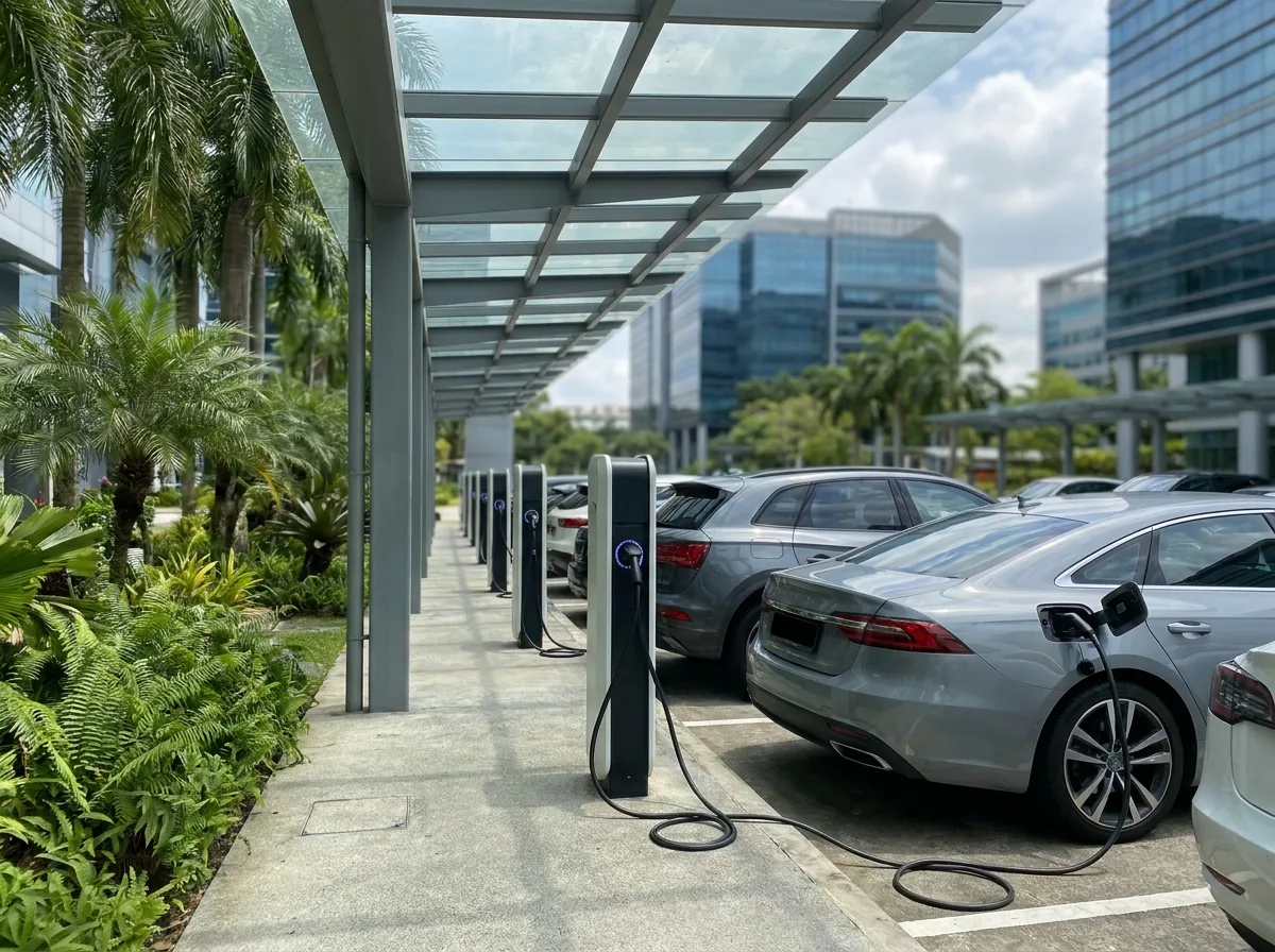 EV charging bays in a Singapore public car park